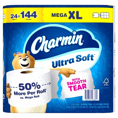 Charmin Ultra Soft Toilet Paper - 24 Mega XL Rolls