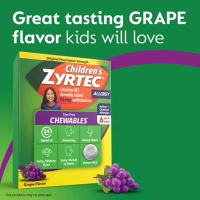 Zyrtec Children's Allergy Dye Free Chewables - Ages 6+ - 10mg - 48ct