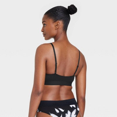 Women's So Soft Unlined Triangle Bralette - Auden Black S