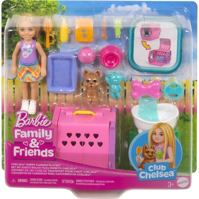 Barbie Chelsea Puppy Playset 3" Doll and Dog Carrier with Accessories