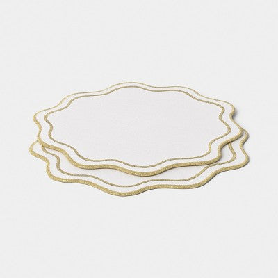 2pk Christmas Chargers Natural Scallop Gold Rim - Threshold