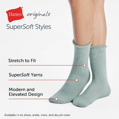 Hanes Originals Premium Men's SuperSoft Crew Socks 3pk - White/Black/Gray 6-12