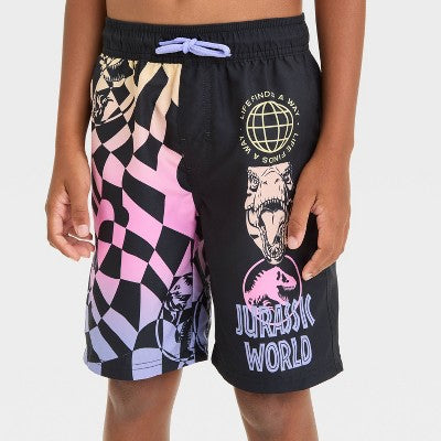 Boys' Jurassic World Shapes Printed Swim Shorts - Black S