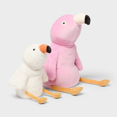 Flamingo and Baby Weighted Plush Kids' Throw Pillow Pink - Pillowfort