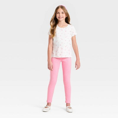 Girls' Ribbed Leggings - Cat & Jack Berry Pink M Slim