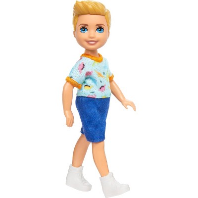 Barbie 6.3" Chelsea Small Boy Doll Blond Hair/Blue Eyes Wearing Removable One-Piece with Dino Print