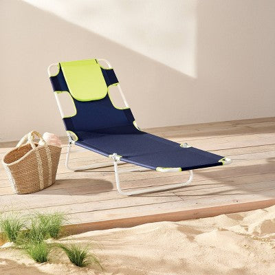 Folding Beach Tanning Chair Navy - Room Essentials (LOCAL PICKUP ONLY)