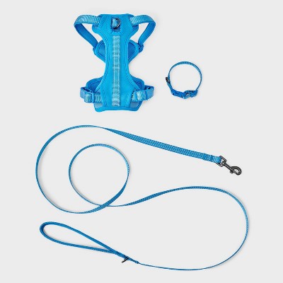 Comfort Walk Dog Collar Harness Leash Set - 72" - S - Blue - Boots & Barkley 3pc