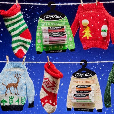 Chapstick Holiday Ugly Sweater Lip Balm - Sips & Snuggles - 0.15oz/4ct