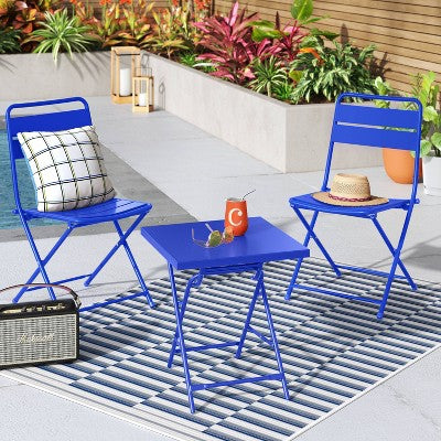 Metal Slat Folding Table Blue - Room Essentials (LOCAL PICKUP ONLY)