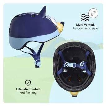Bluey Microshell Cycling Youth Bike Helmet - Blue S: Vented, Adjustable Strap