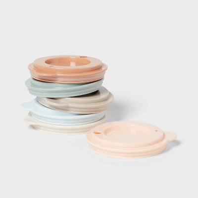 Kids' 6pc Plastic Tumbler Lid - Pillowfort: BPA-Free, Multicolored, Dishwasher-Safe, Ages 3+, Recycled Material