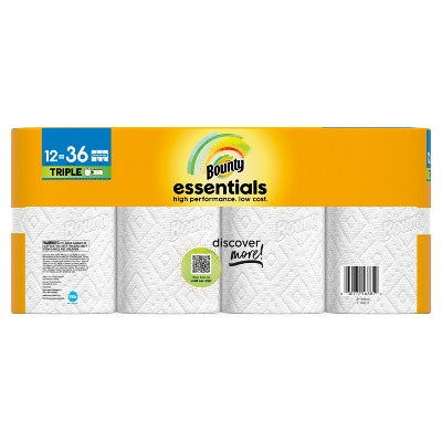 Bounty Essentials Select-A-Size White Paper Towels - 12 Triple Rolls