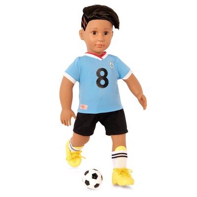 Our Generation Mateo Posable 18" Boy Doll in Soccer Uniform with Accessories