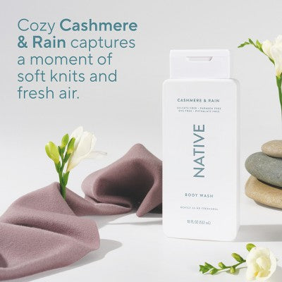 Native Body Wash for Men - Cashmere & Rain - Sulfate Free - 18 fl oz: Liquid, Whole Body, Normal Skin, Squeeze Bottle