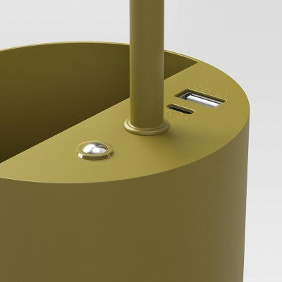 Task Table Lamp with Nightlight Offbeat Olive Integrated LED Bulb - Room Essentials