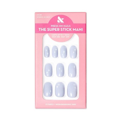 Olive & June Fake Nails - S Round - Sparkle Accent - 32ct