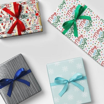 4pk Christmas Satin Ribbon Red/Blue/Teal - Wondershop