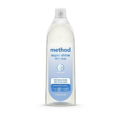 Method Super Shine Liquid Dish Soap Powered By Enzymes Free + Clear - 16 fl oz