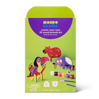 3ct Wood 3D Animal Painting Craft Activity Kit - Mondo Llama