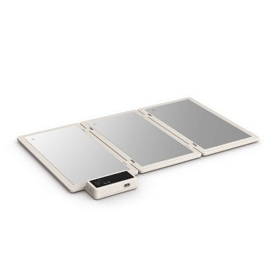 bella Fold and Store Warming Tray Oatmilk: Stainless Steel, Temperature Control, 330W, 3-Piece, 2-Year Warranty
