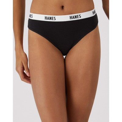 Hanes Soft & Breathable Women’s Ribbed Cotton Bikini Underwear, 3-Pack Assorted L