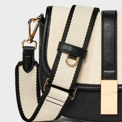 Saddle Crossbody Bag - A New Day Black/Natural
