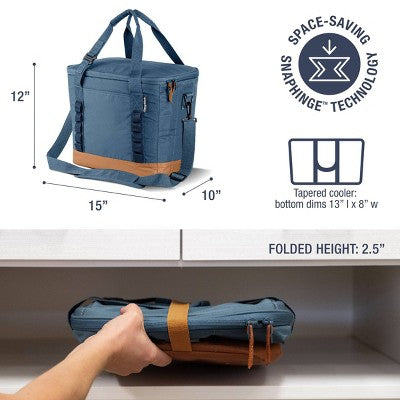 CleverMade Collapsible Tahoe 30 Cans Soft Sided Cooler - Ocean: Water-Resistant with Adjustable Straps