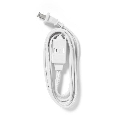 6' 3 Outlet Indoor Extension Cord White - Dealworthy: 6 ft, 16 AWG, 13 Amp, Flat, Small, 2 Conductors