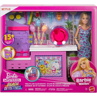 Barbie Mysteries: Beach Detectives Malibu Doll, Cotton Candy Game Playset & Accessories