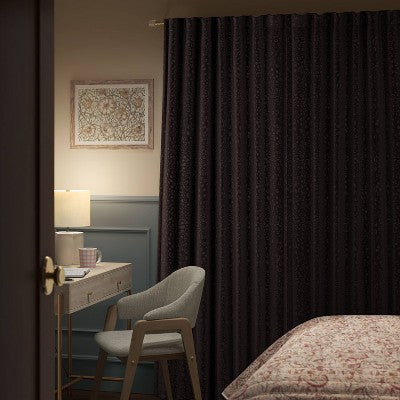 50"x84" Blackout Embossed Velvet Curtain Panel Black - Threshold: Tiger Print, UV Protection, Rod Pocket