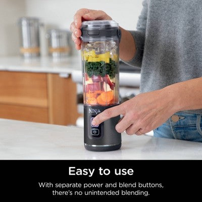 Ninja Blast 18oz Portable Blender Metallic Black: 1-Speed, Dishwasher-Safe, Personal Blender, 1 Year Warranty