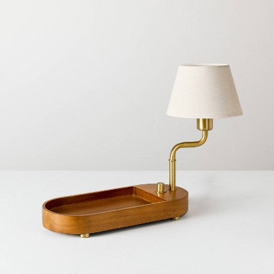 Swivel Accent Table Lamp with Mid Tone Wood Tray - Hearth & Hand with Magnolia