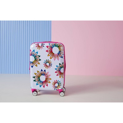 Sarah Jessica Parker Hardside Expandable Carry On Spinner Suitcase - White Shoe Wheel