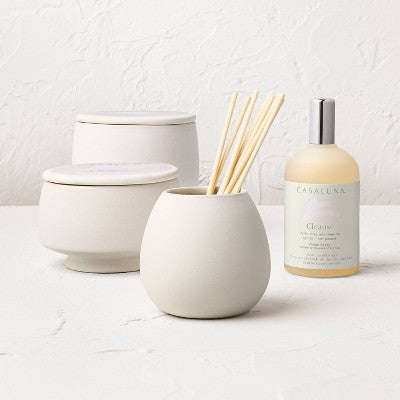 2-Wick Ceramic Jar Candle with Lid Cleanse 15oz - Casaluna