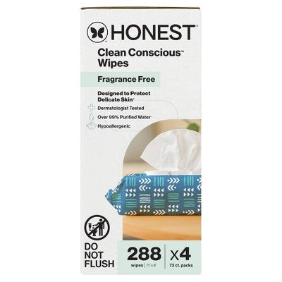 The Honest Company Clean Concious Sensitive Skin Baby Wipes - Balance Blues - 288ct: No Fragrance Added, Pull-Out Dispenser