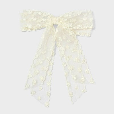 Girls' Heart Lace Bow Barrette - Cat & Jack Cream