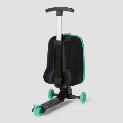 Roll Rider Softside Medium Checked Scooter Suitcase - Teal: Retractable Handle, 2 Wheels