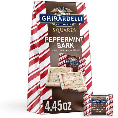 Ghirardelli Christmas Candy Dark Chocolate Peppermint Bark Chocolate Squares - 5.26oz