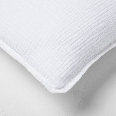 Euro 26''x26'' Textured Chambray Cotton Decorative Throw Pillow White - Casaluna: Indoor Square Pillow, Zipper Closure (LOCAL PICKUP ONLY)