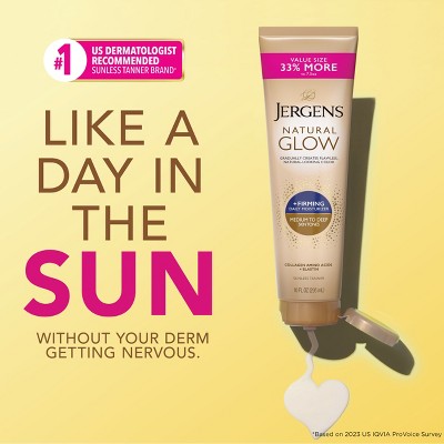 Jergens Natural Glow Skin Firming Daily Moisturizer + Self Tanner Tanning Lotion - Medium to Deep - 10 fl oz