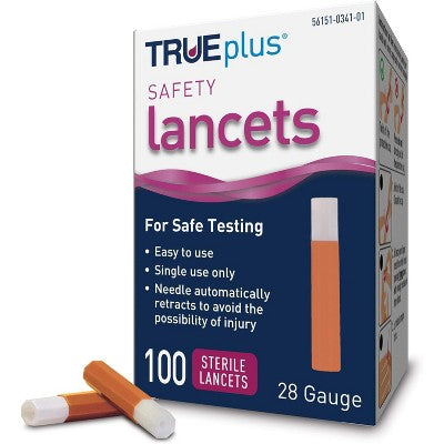 Trueplus Mini Safety Lancet 28 Gauge, 100 Ct