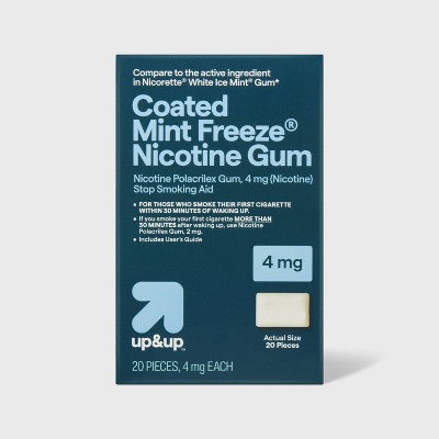 4mg Coated Nicotine Gum Stop Smoking Aid - Mint Freeze - 20ct - up&up