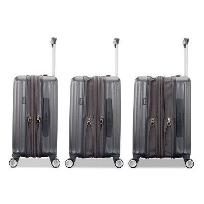 American Tourister Multiply Double Expansion Hardside Carry On Spinner Suitcase - Graphite: ABS Shell, 4 Wheels