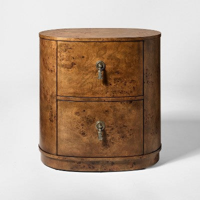 Burled Wood 2 Drawer Nightstand with Decorative Hardware Brown- Threshold designed with Studio McGee (LOCAL PICKUP ONLY)