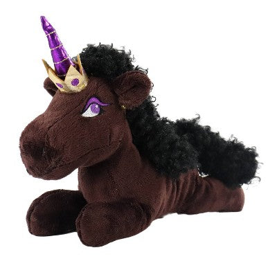 Animal Adventure 4.5'' Afro Unicorn Laying Unicorns Plush Dark Brown