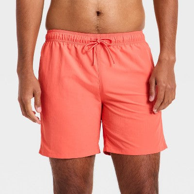 Men's 7'' Swim Trunks - Goodfellow & Co Coral Red M