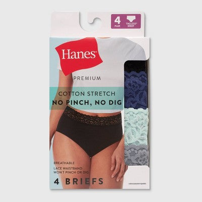 Hanes Women's 4pk Lace Brief Underwear - Black/Blue/Gray S