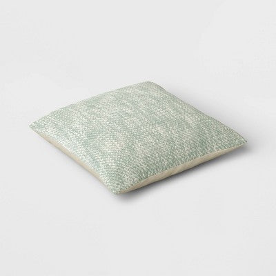 Textured Woven Cotton Square Throw Pillow Green - Room Essentials: Dobby Cotton, Indoor Decorative Accent, Polyester Fill