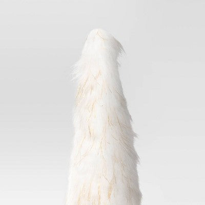 14.5" Faux Fur Christmas Tree Sculpture - Wondershop White